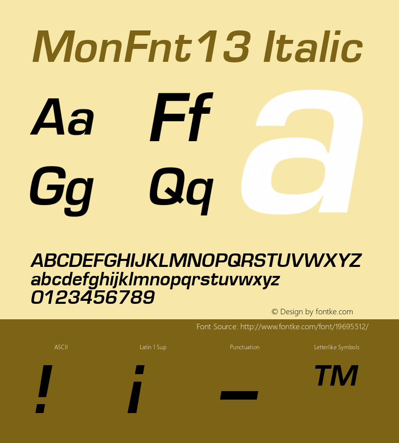 MonFnt13 Italic 001.000 Font Sample