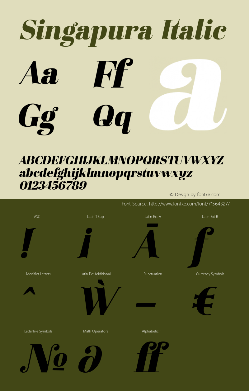 Singapura-Italic Version 1.000 Font Sample