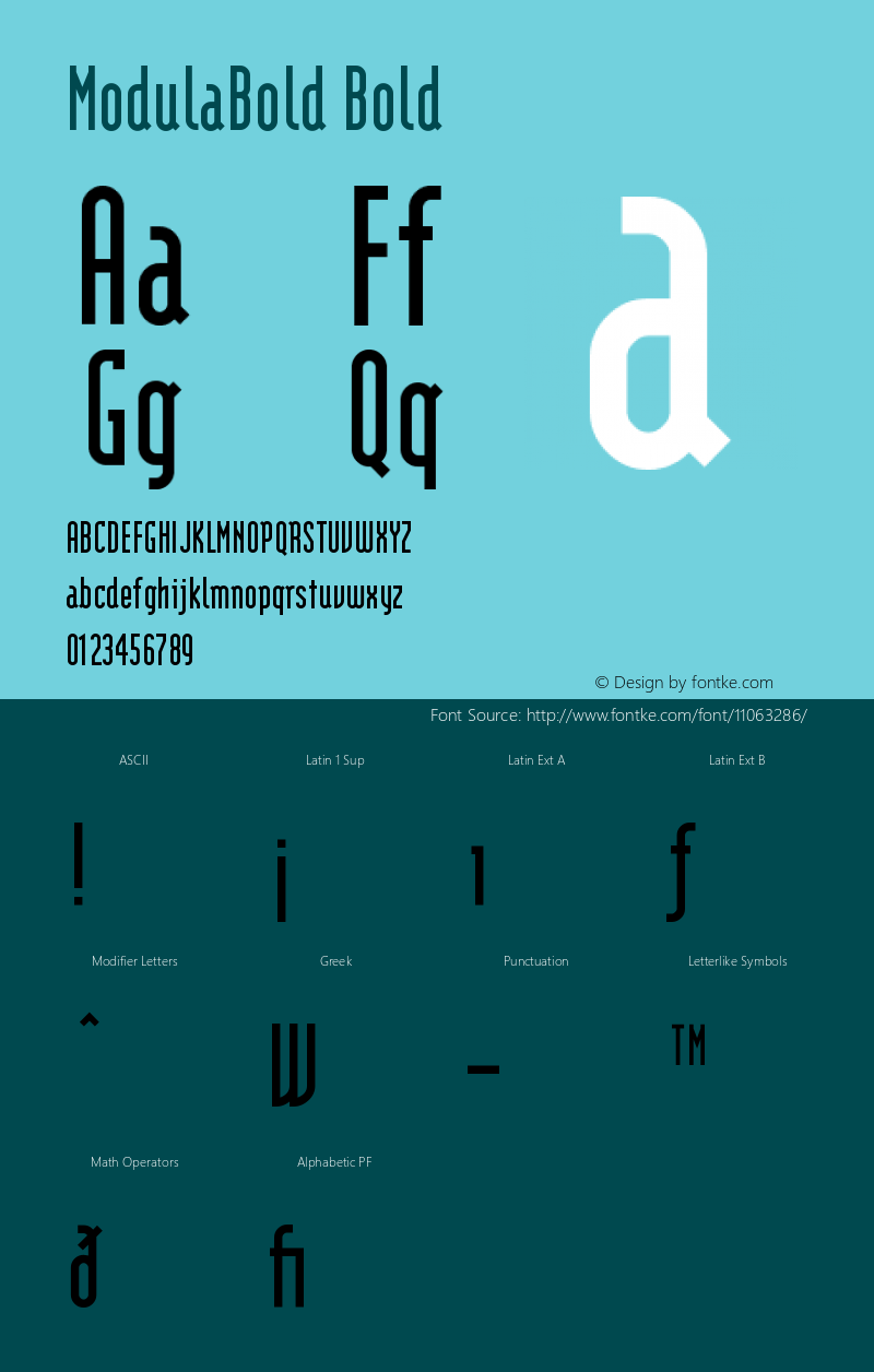 ModulaBold Bold Version 001.001 Font Sample