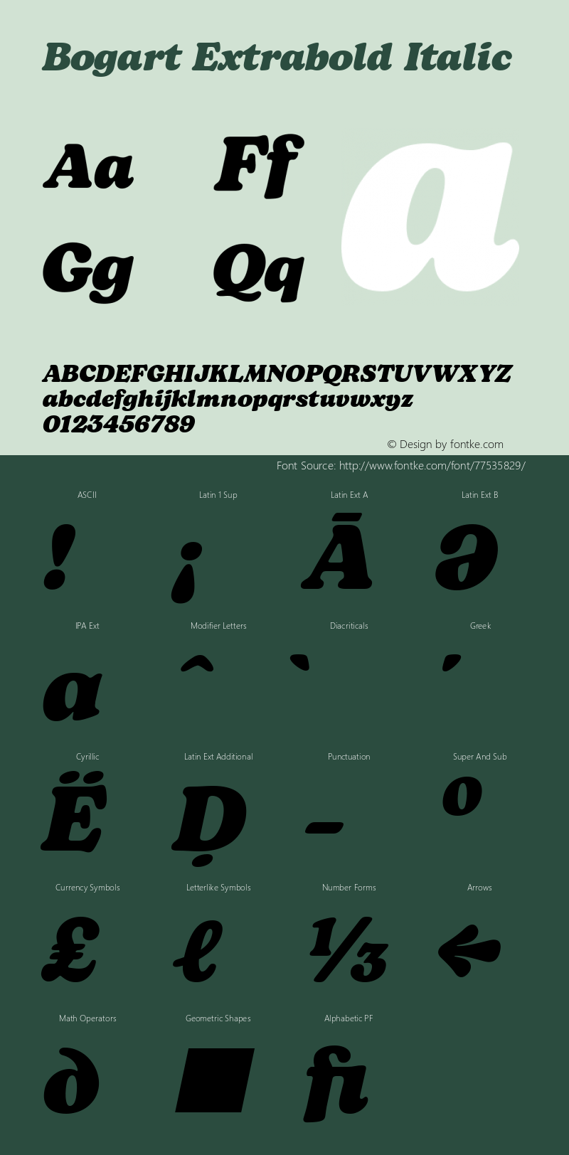 Bogart Extrabold Italic Version 1.000;hotconv 1.0.109;makeotfexe 2.5.65596 Font Sample