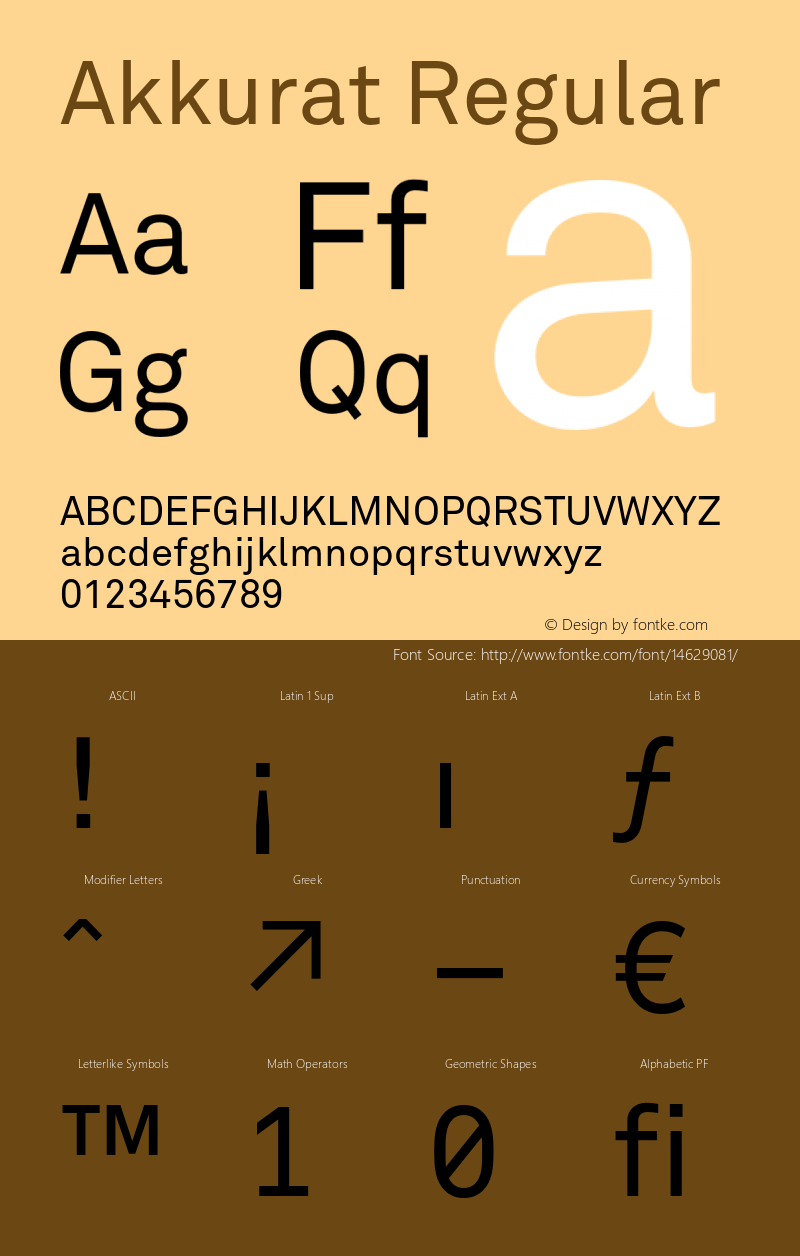 Akkurat Regular Version 001.001 Font Sample