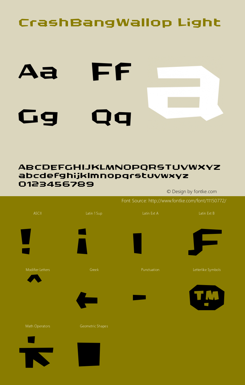 CrashBangWallop Light Version 001.000 Font Sample