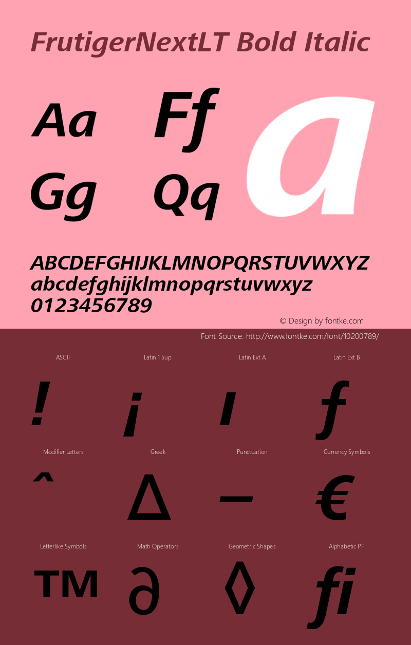 FrutigerNextLT Bold Italic 001.000 Font Sample