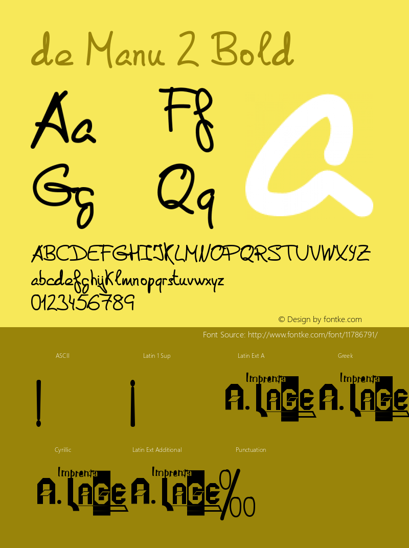 de Manu 2 Bold Version Macromedia Fontograp Font Sample