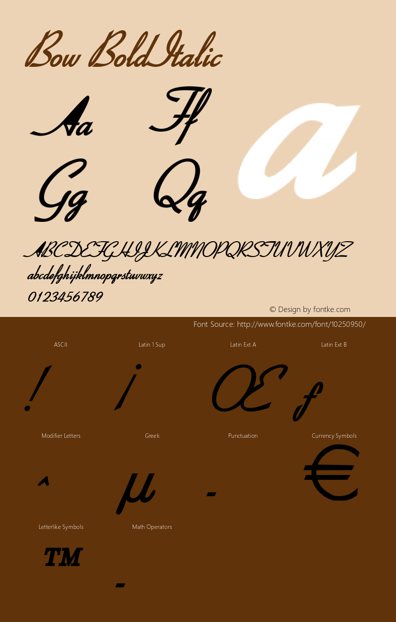 Bow BoldItalic Altsys Fontographer 4.1 11/1/95 Font Sample