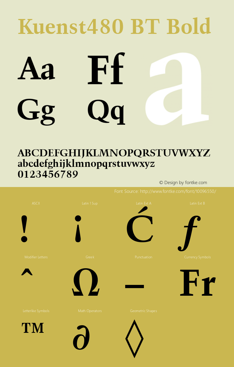 Kuenst480 BT Bold Version 2.001 mfgpctt 4.4 Font Sample