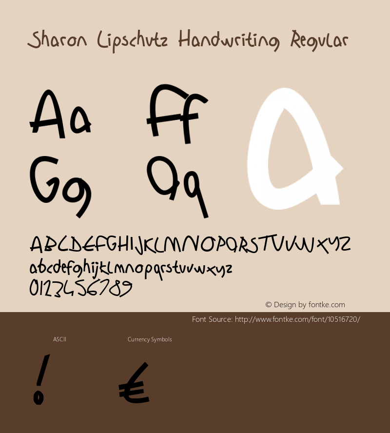 Sharon Lipschutz Handwriting Regular Version 1.000 Font Sample