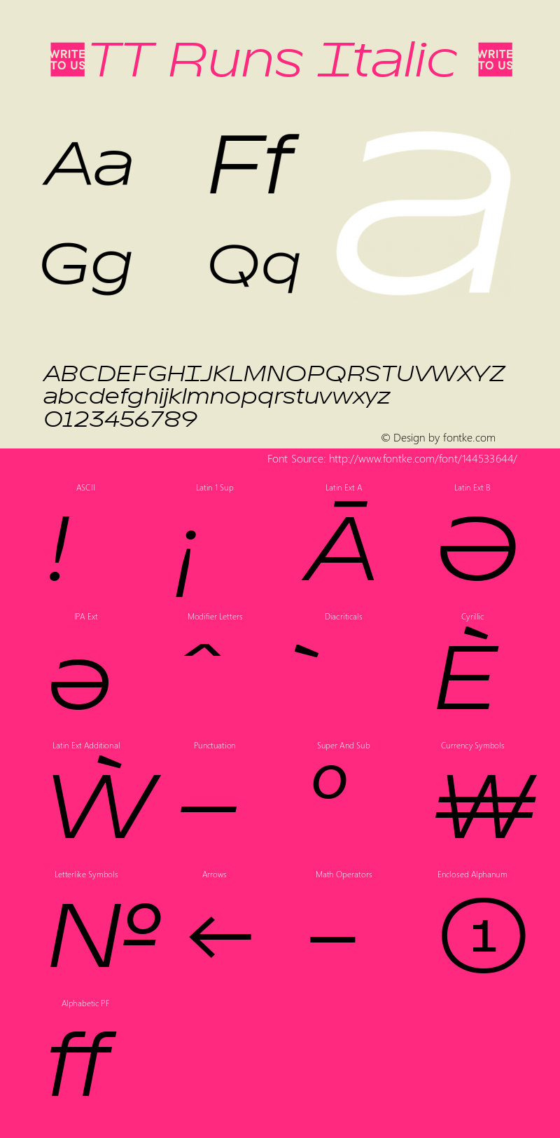 ☠TT Runs Italic Version 1.000TT-Runs-Italic-TTwebKit Font Sample