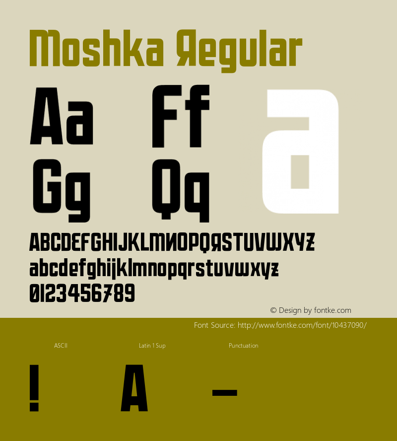 Moshka Regular Version 2.030;PS 2.000;hotconv 1.0.56;makeotf.lib2.0.20880 DEVELOPMENT Font Sample