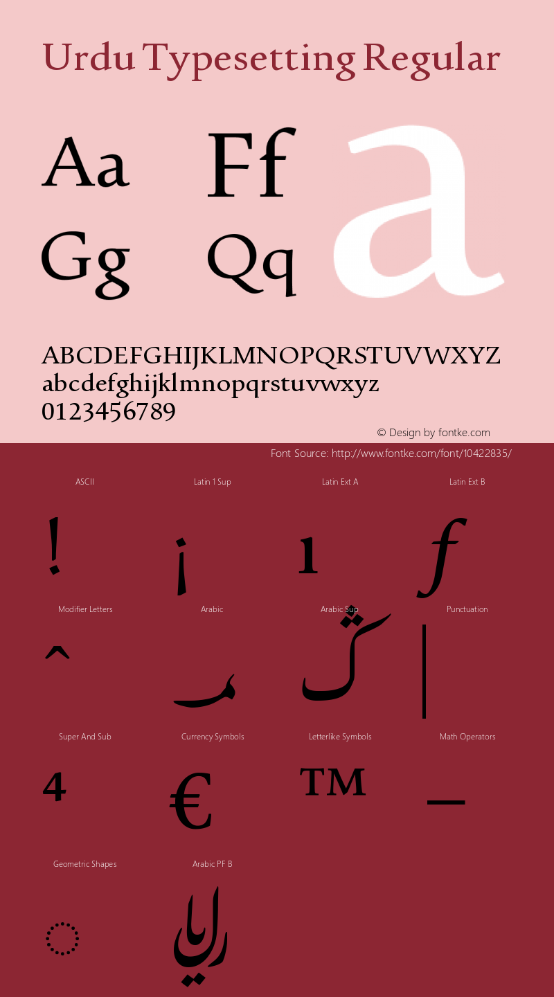 Urdu Typesetting Regular Version 5.93 Font Sample