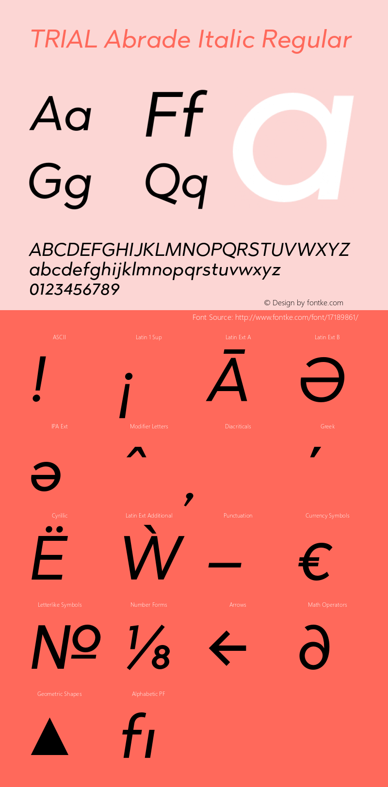 TRIAL Abrade Italic Regular Version 1.000;PS 001.000;hotconv 1.0.70;makeotf.lib2.5.58329 Font Sample