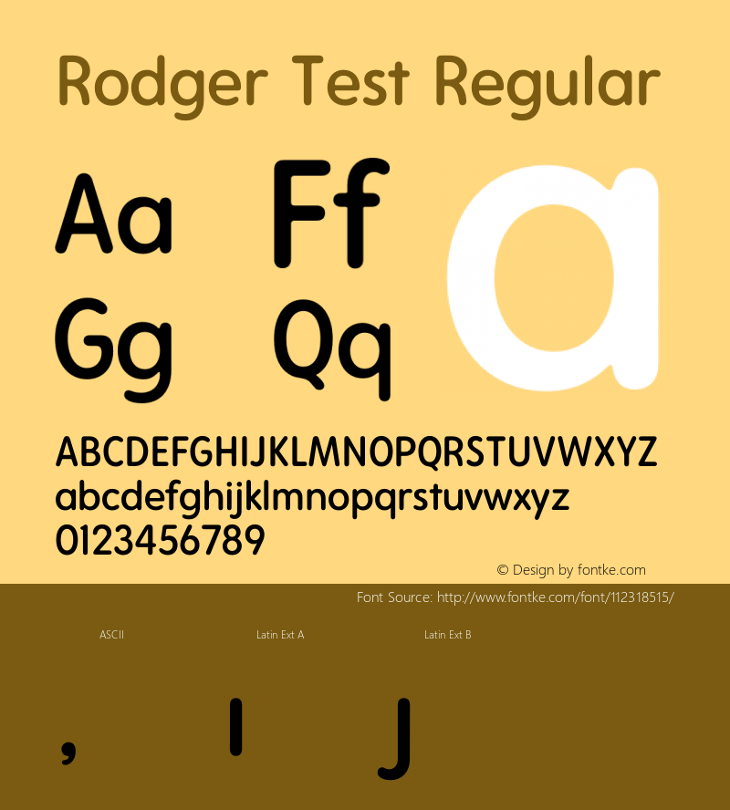 Rodger Test Regular Version 1.001;PS 001.001;hotconv 1.0.88;makeotf.lib2.5.64775 Font Sample