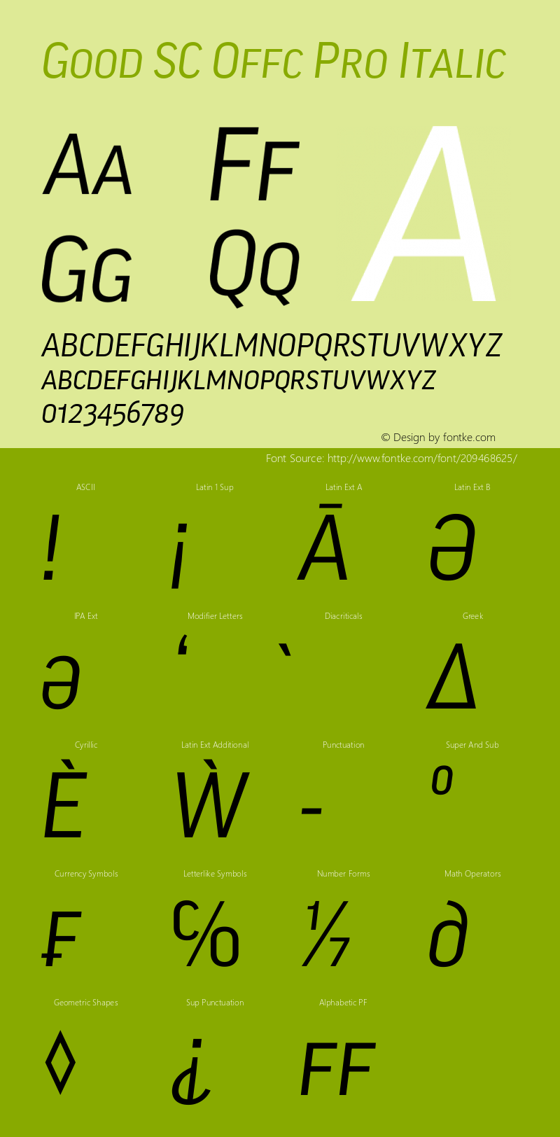 Good SC Offc Pro Italic Version 7.504; 2014; Build 1020图片样张