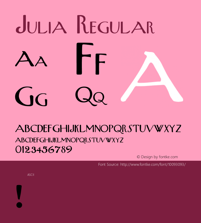 Julia Regular Unknown Font Sample