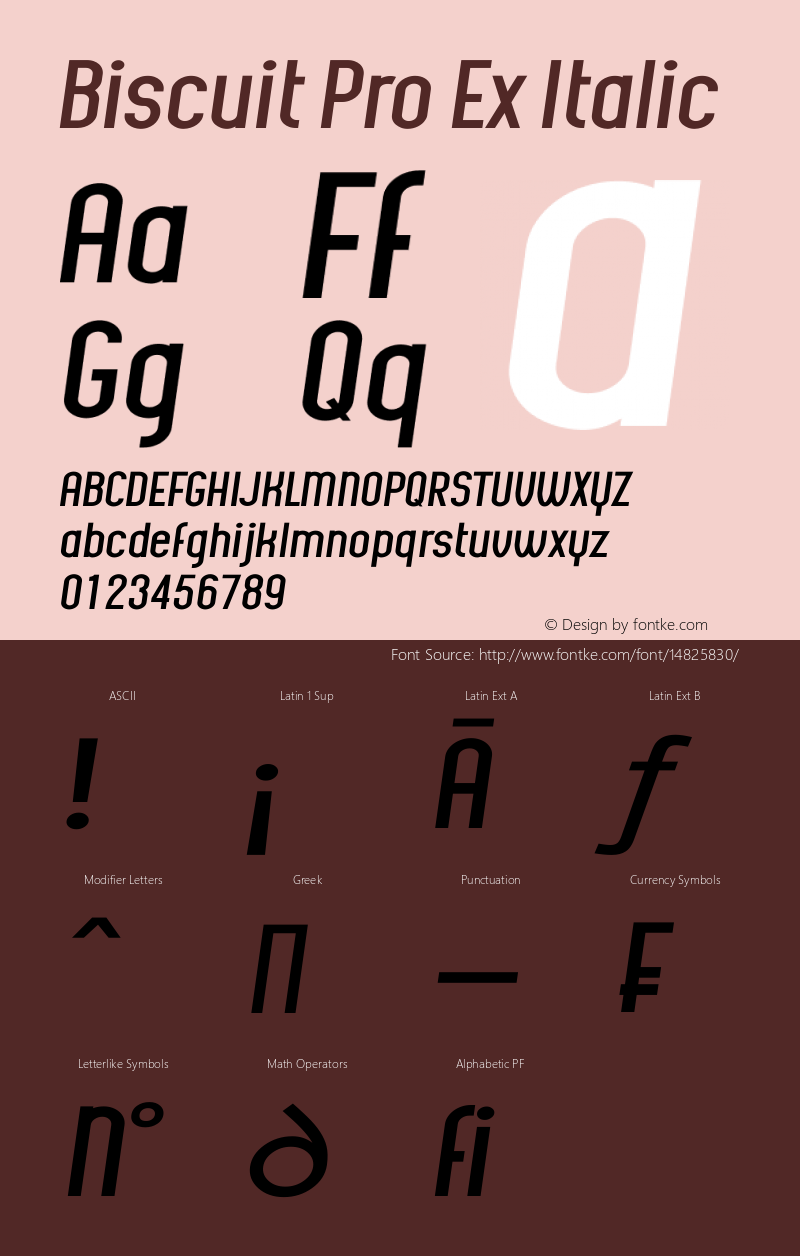 Biscuit Pro Ex Italic Version 1.00 November 20, 2014, initial release Font Sample