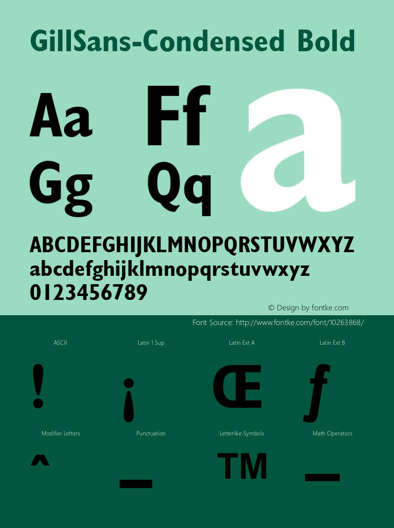 GillSans-Condensed Bold Version 1.00 Font Sample