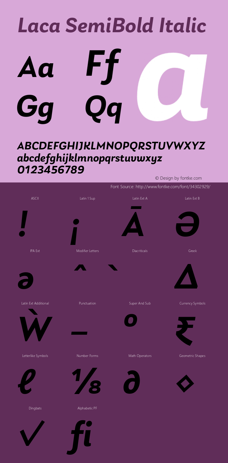 Laca-SemiBoldItalic Version 1.005;PS 001.005;hotconv 1.0.88;makeotf.lib2.5.64775 Font Sample