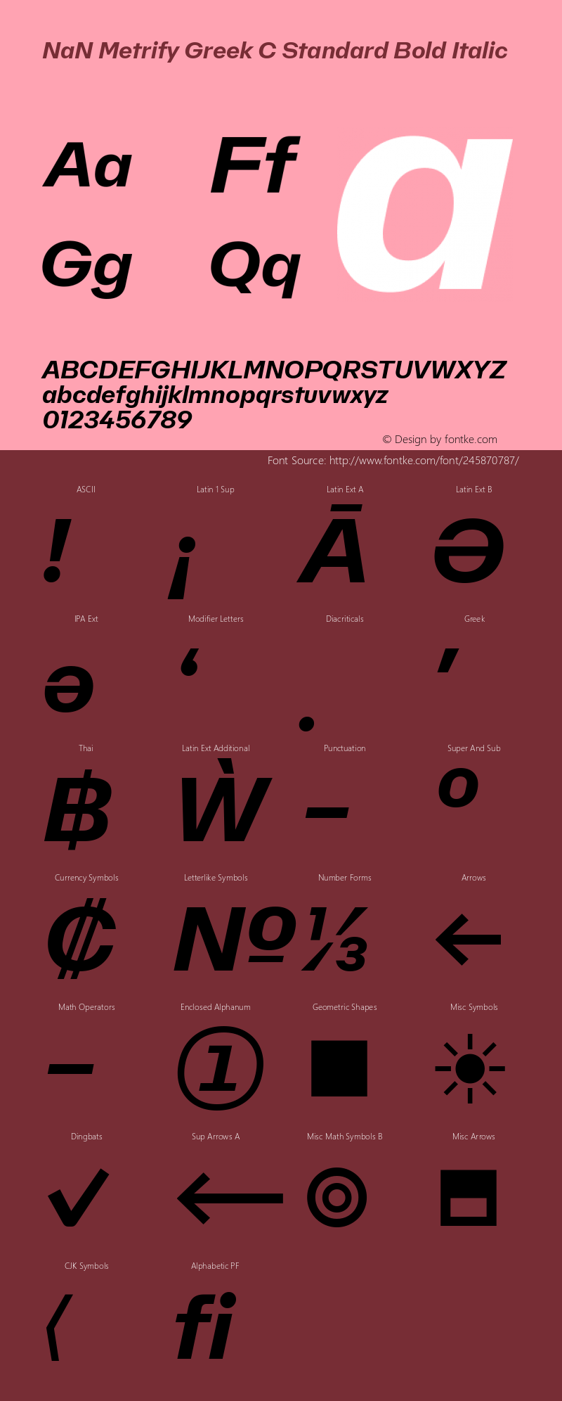 NaN Metrify Greek C Standard Bold Italic Version 1.500; ttfautohint (v1.8.4)图片样张