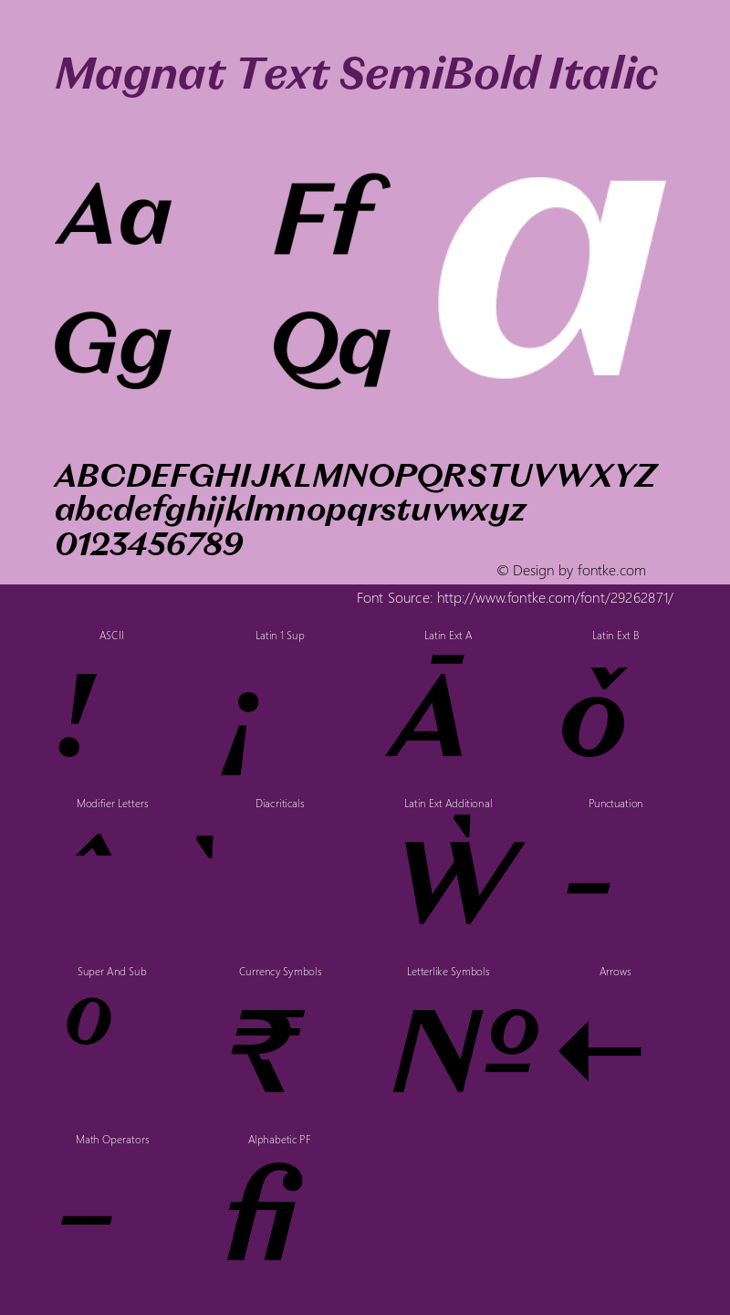 Magnat Text SemiBold Italic Version 1.000;PS 001.000;hotconv 1.0.88;makeotf.lib2.5.64775 Font Sample