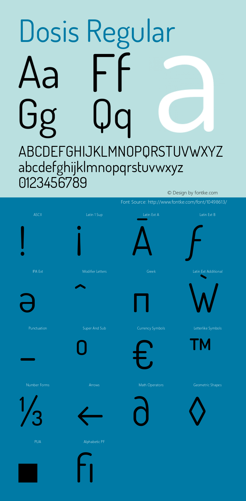 Dosis Regular Version 1.007 Font Sample