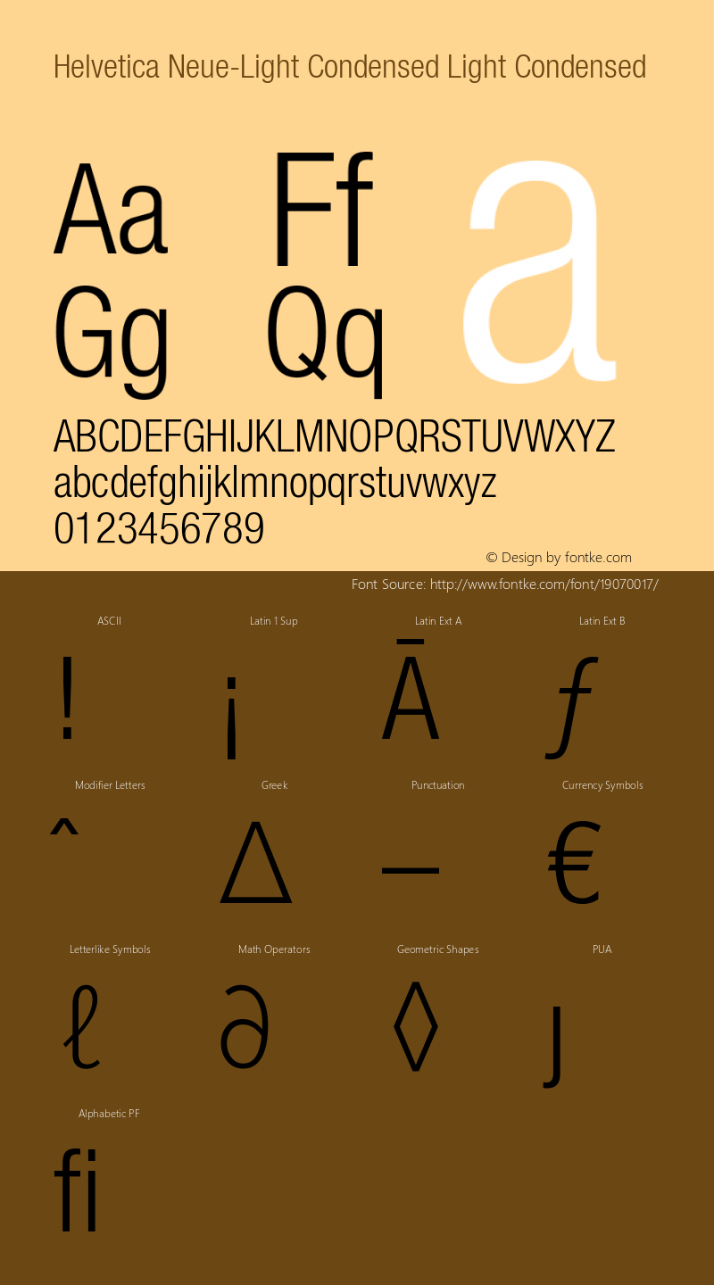 Helvetica Neue-Light Condensed Light Condensed Version 1.300;PS 001.003;hotconv 1.0.38 Font Sample