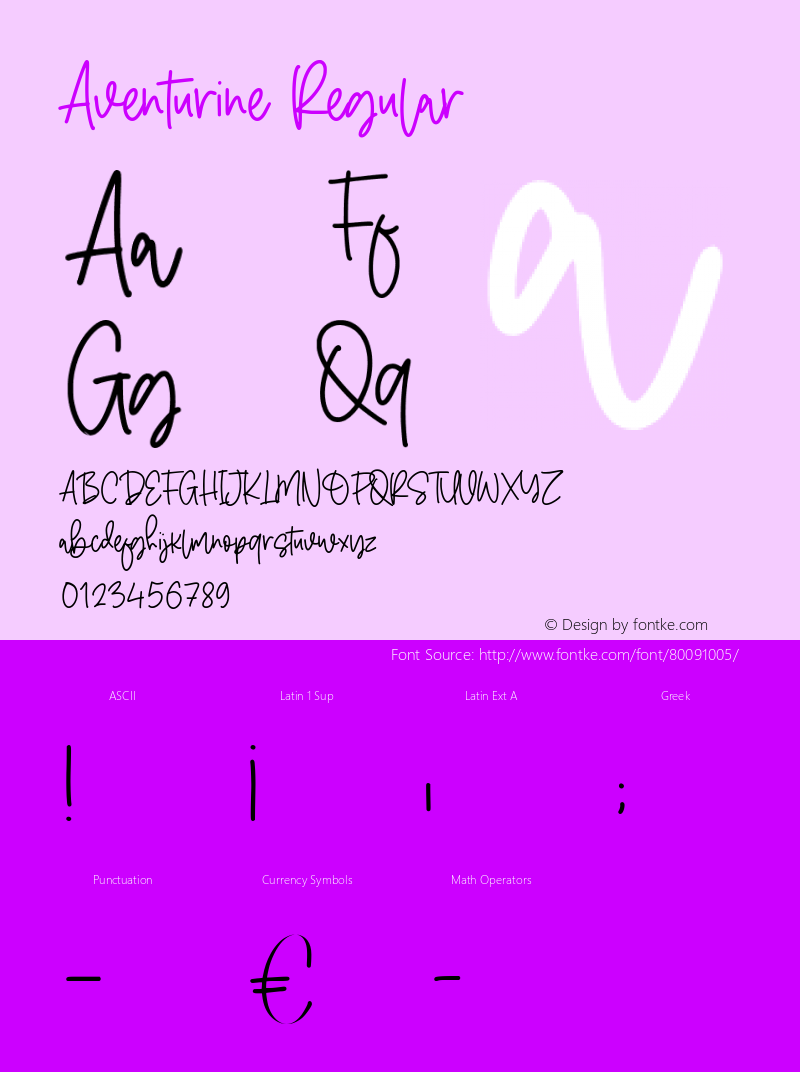 Aventurine Version 1.00;October 8, 2020;FontCreator 11.5.0.2430 64-bit Font Sample