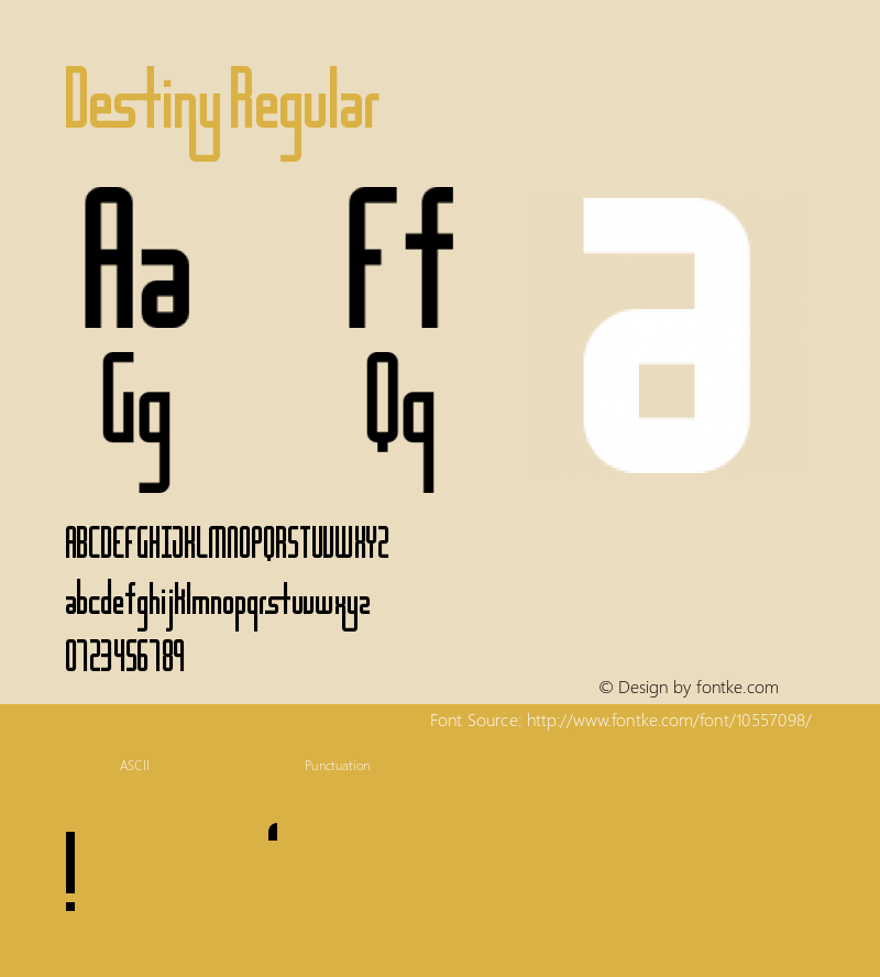 Destiny Regular Version 1.0 Font Sample