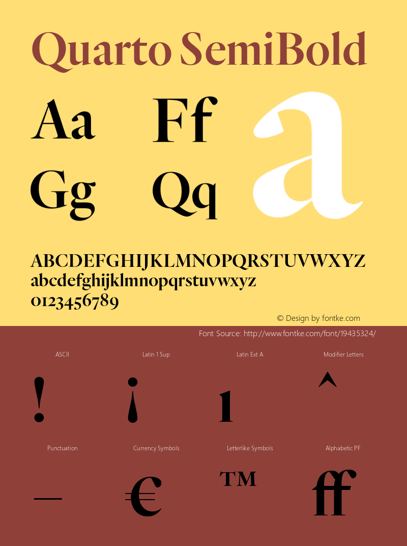 Quarto-SemiBold Version 1.200 Font Sample