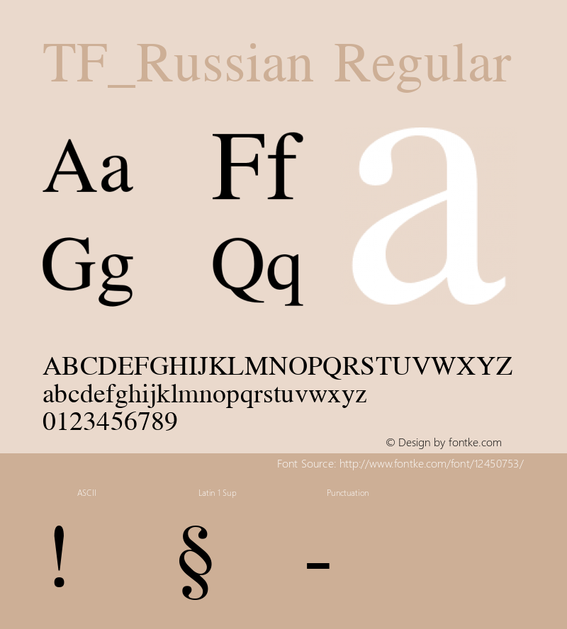 TF_Russian Regular Macromedia Fontographer 4.1 19/07/99 Font Sample