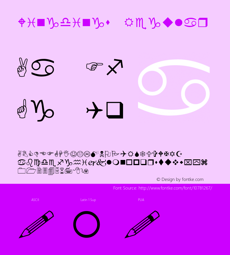 Wingdings Regular Version 5.00 Font Sample