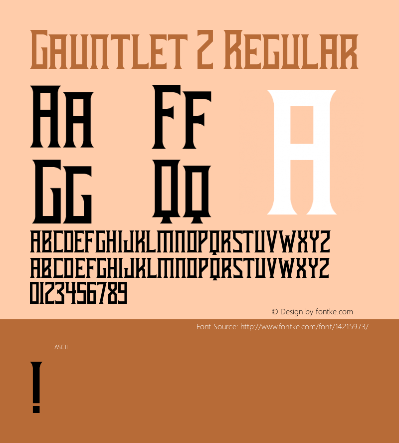 Gauntlet 2 Regular Version 1.000 Font Sample