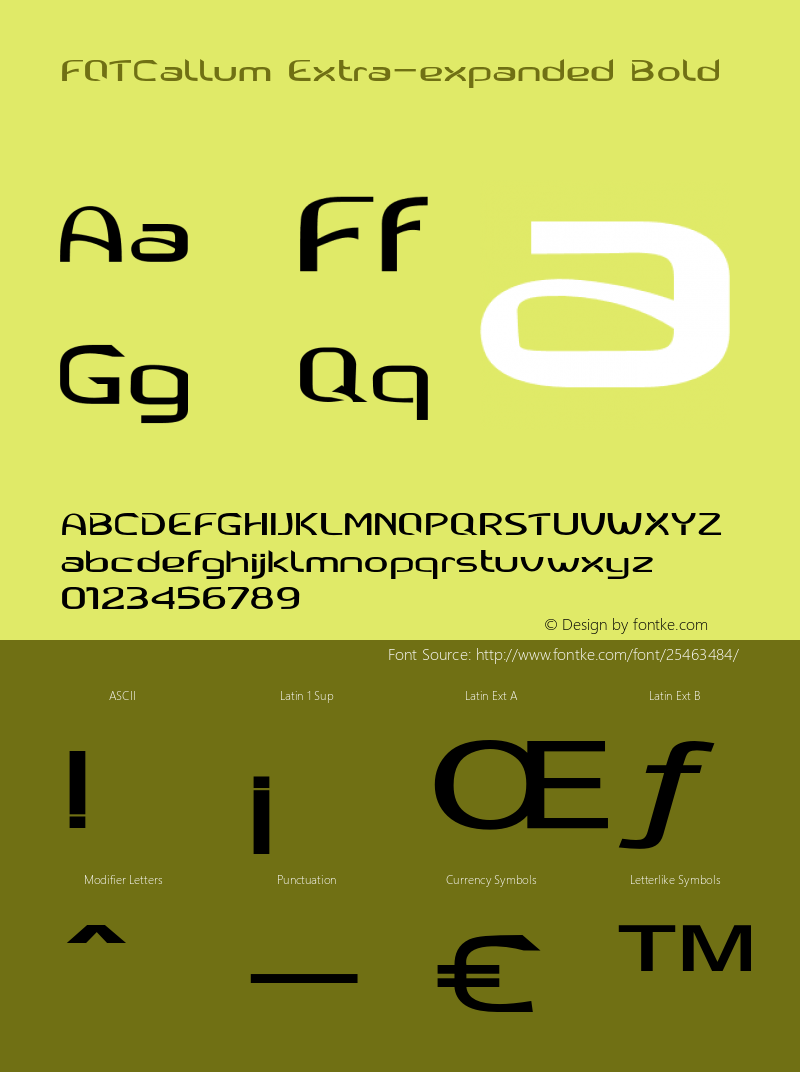 FOTCallum-ExtraexpandedBold Version 1.000 Font Sample