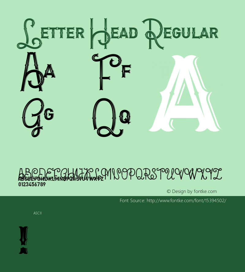 Letter Head Regular Version 1.00 June 30, 2015, initial release Font Sample