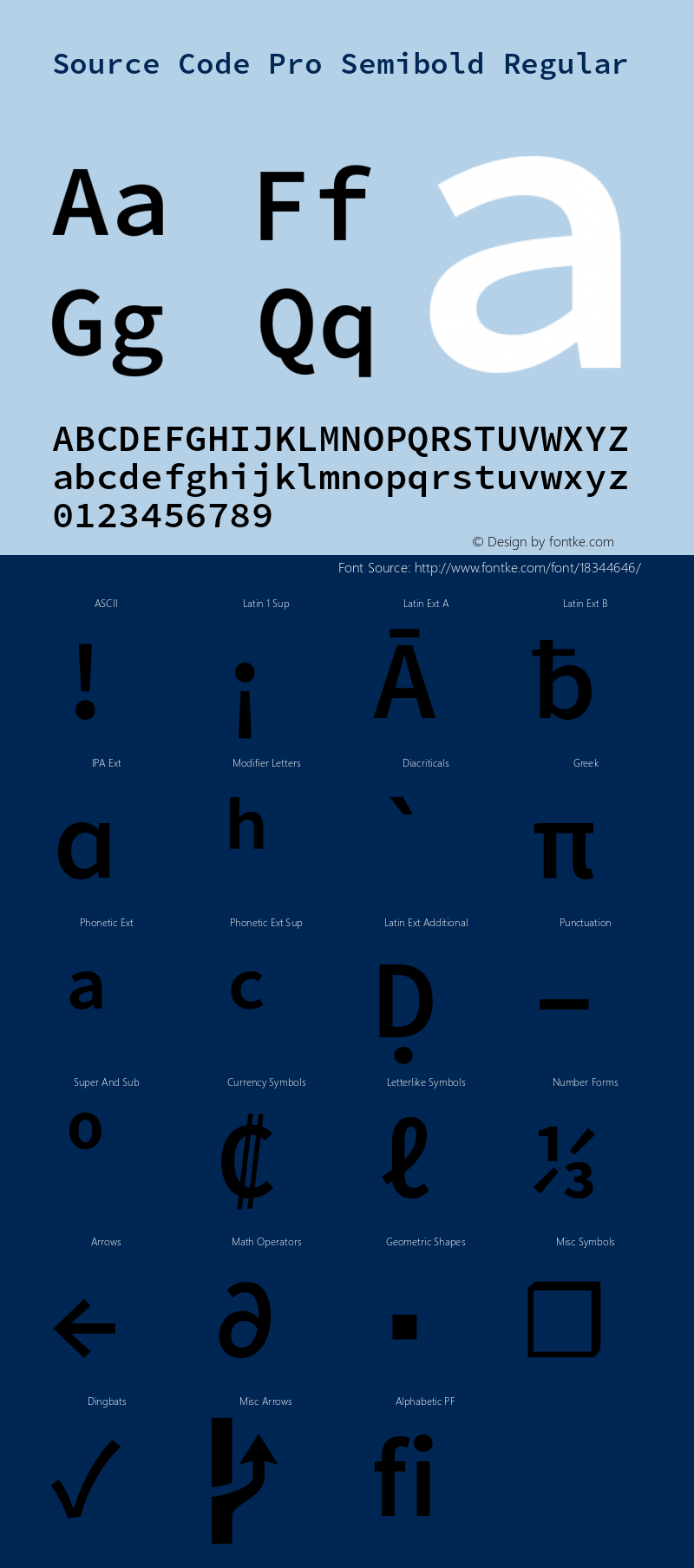 Source Code Pro Semibold Regular Version 1.010;PS 1.000;hotconv 1.0.70;makeotf.lib2.5.5900 Font Sample