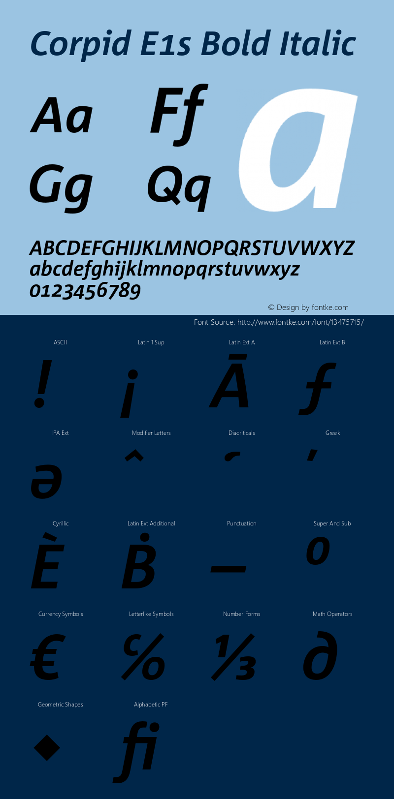 Corpid E1s Bold Italic Version 2.039 Font Sample