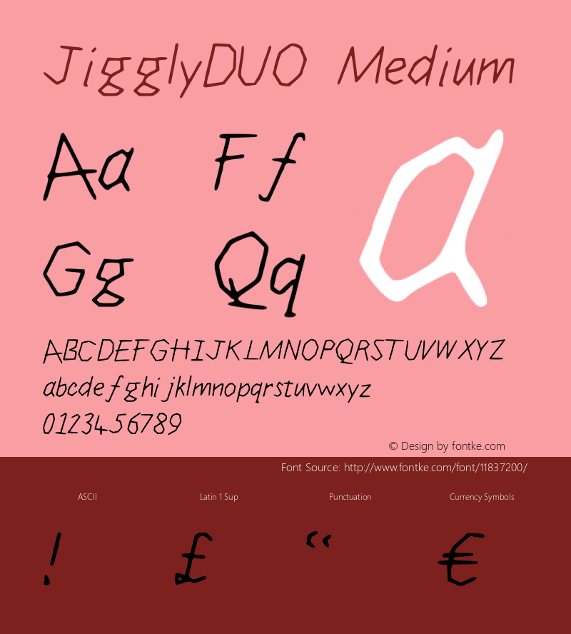 JigglyDUO Medium Version 001.000 Font Sample