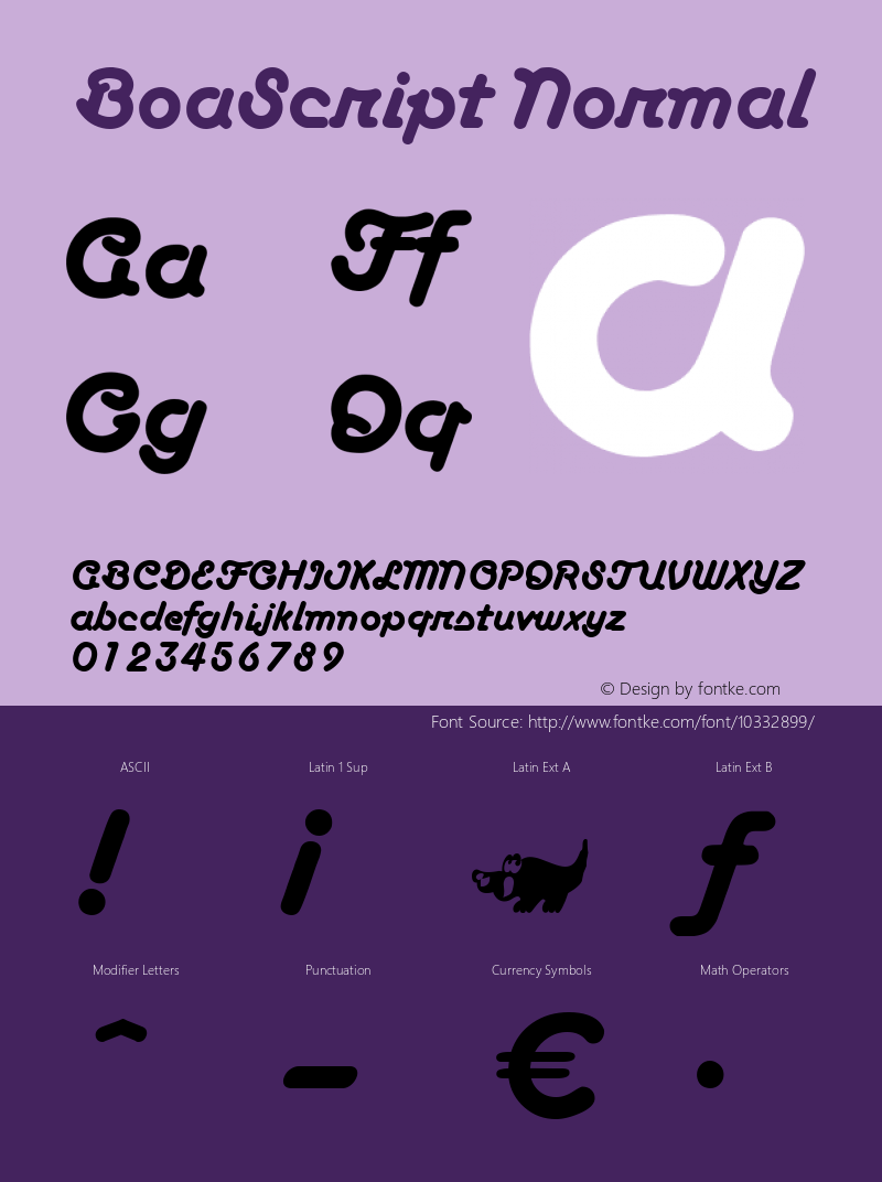 BoaScript Normal 1.0 Fri May 14 14:20:36 1999 Font Sample