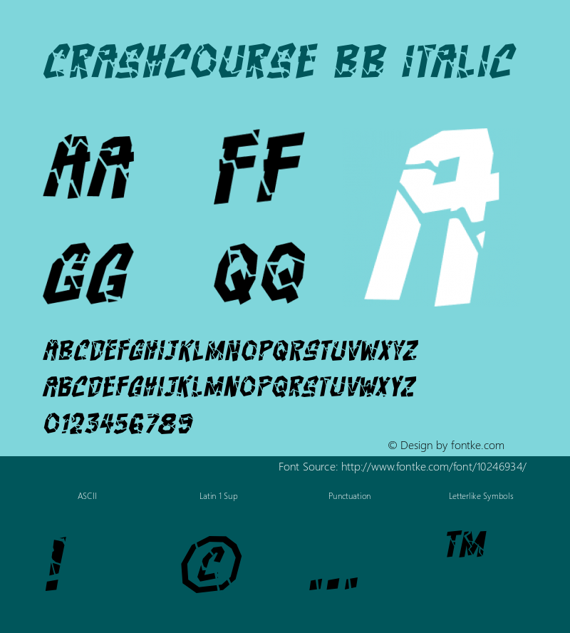 Crashcourse BB Italic Version 1.000 Font Sample