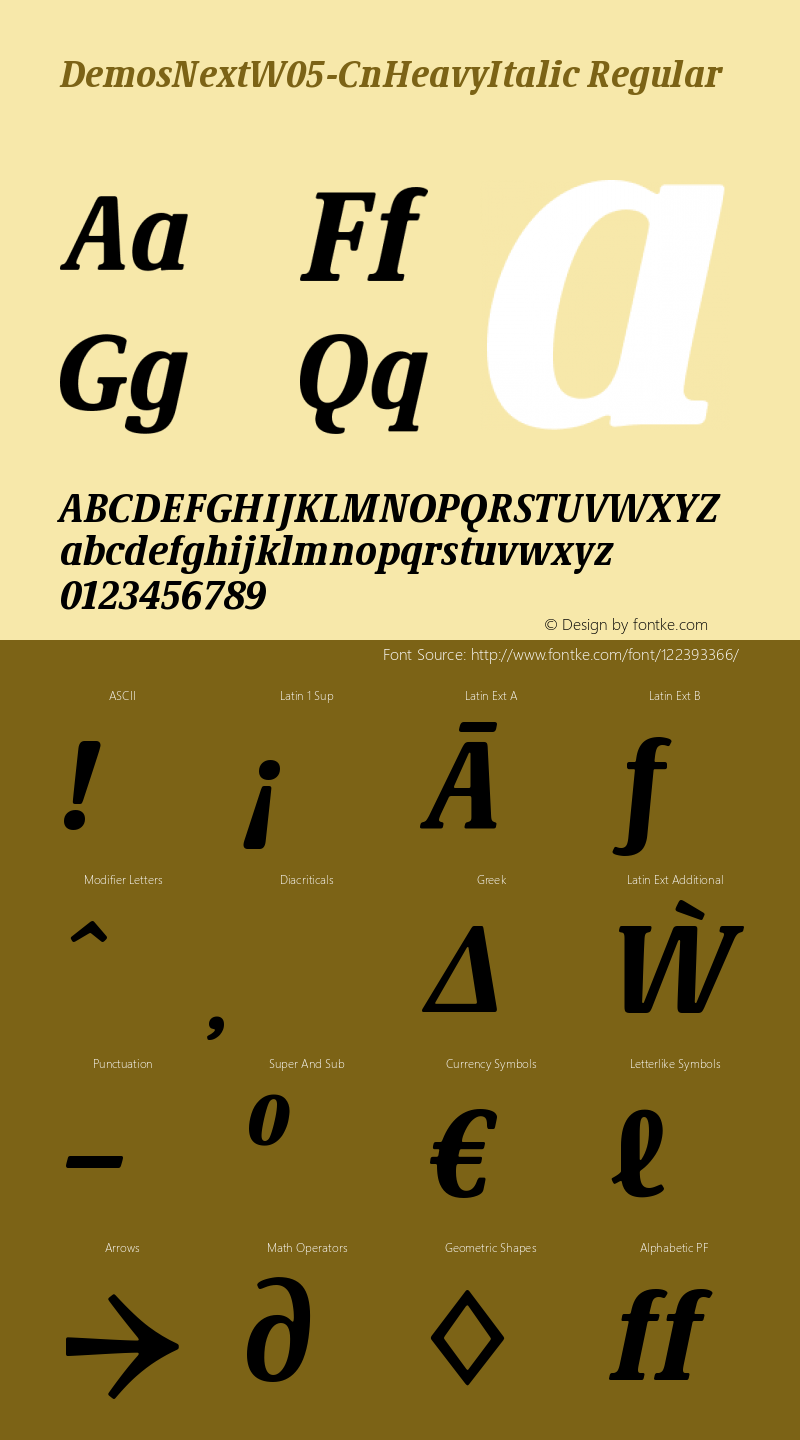 Demos Next W05 Cn Heavy Italic Version 1.00 Font Sample