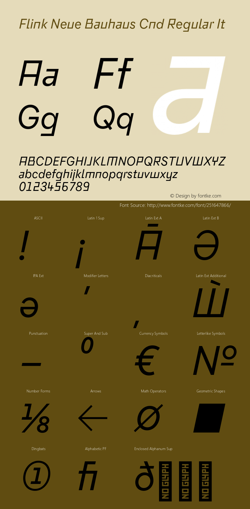 Flink Neue Bauhaus Cnd Regular It Version 2.100;Glyphs 3.1.2 (3150)图片样张