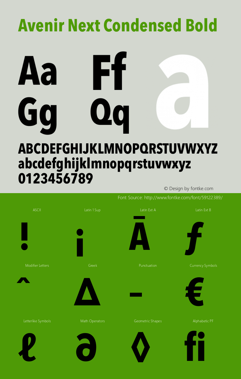 Avenir Next Condensed Heavy Italic 13.0d1e10 Font Sample