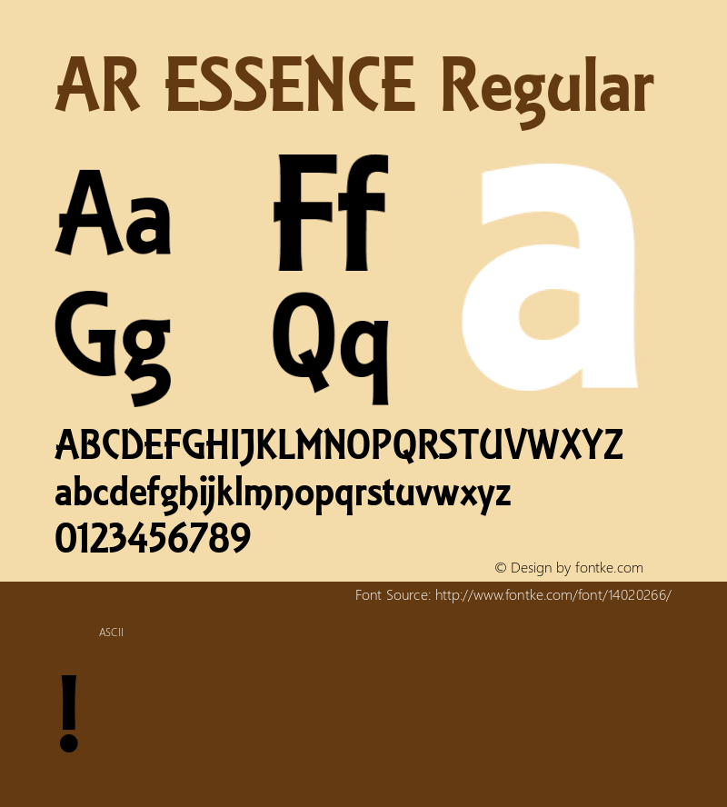 AR ESSENCE Regular Version 1.00 Font Sample
