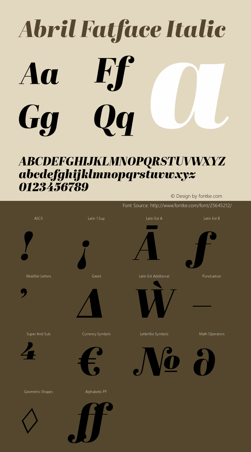 Abril Fatface Italic Version 1.000 Font Sample