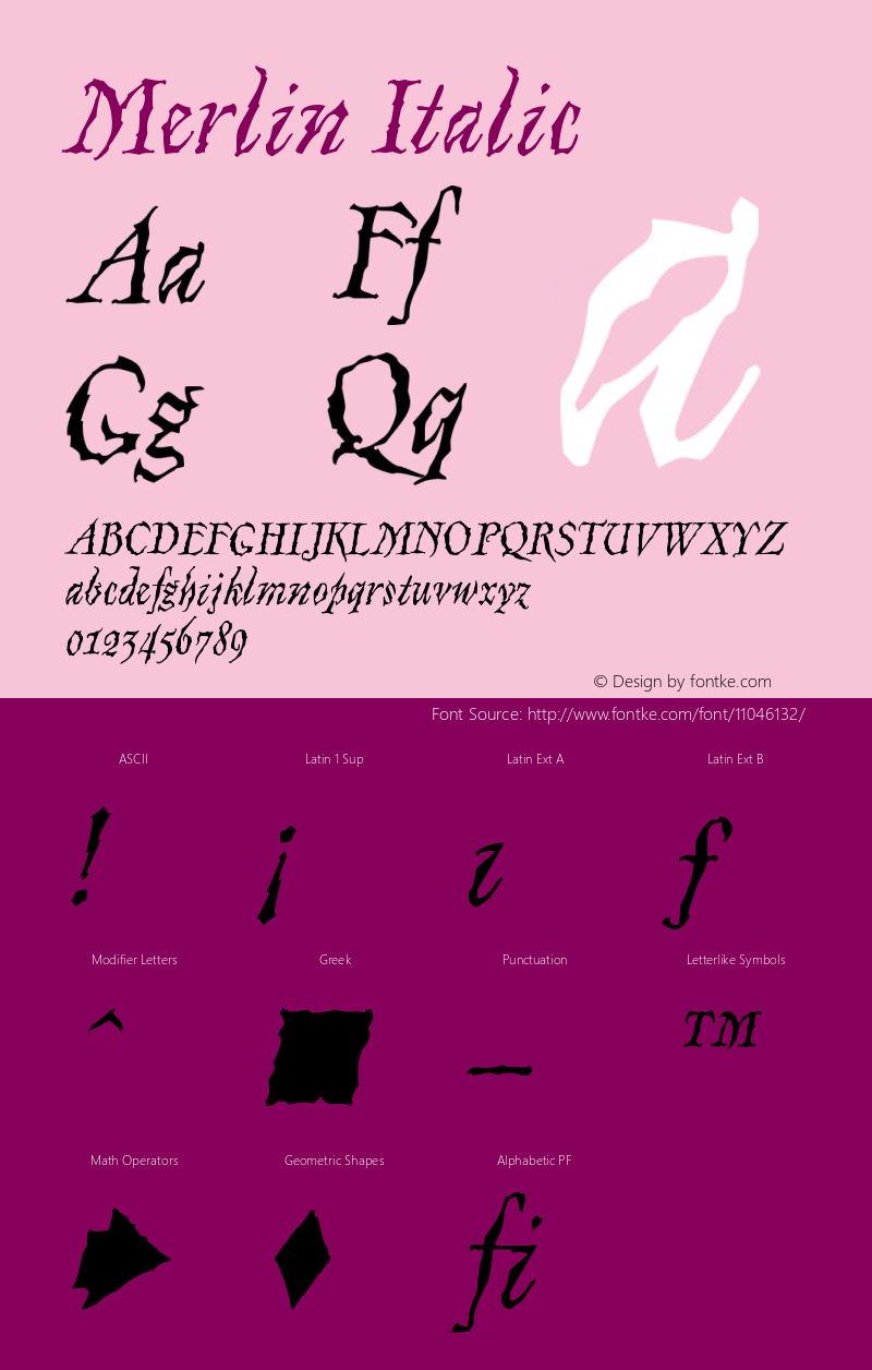 Merlin Italic Version 001.000 Font Sample