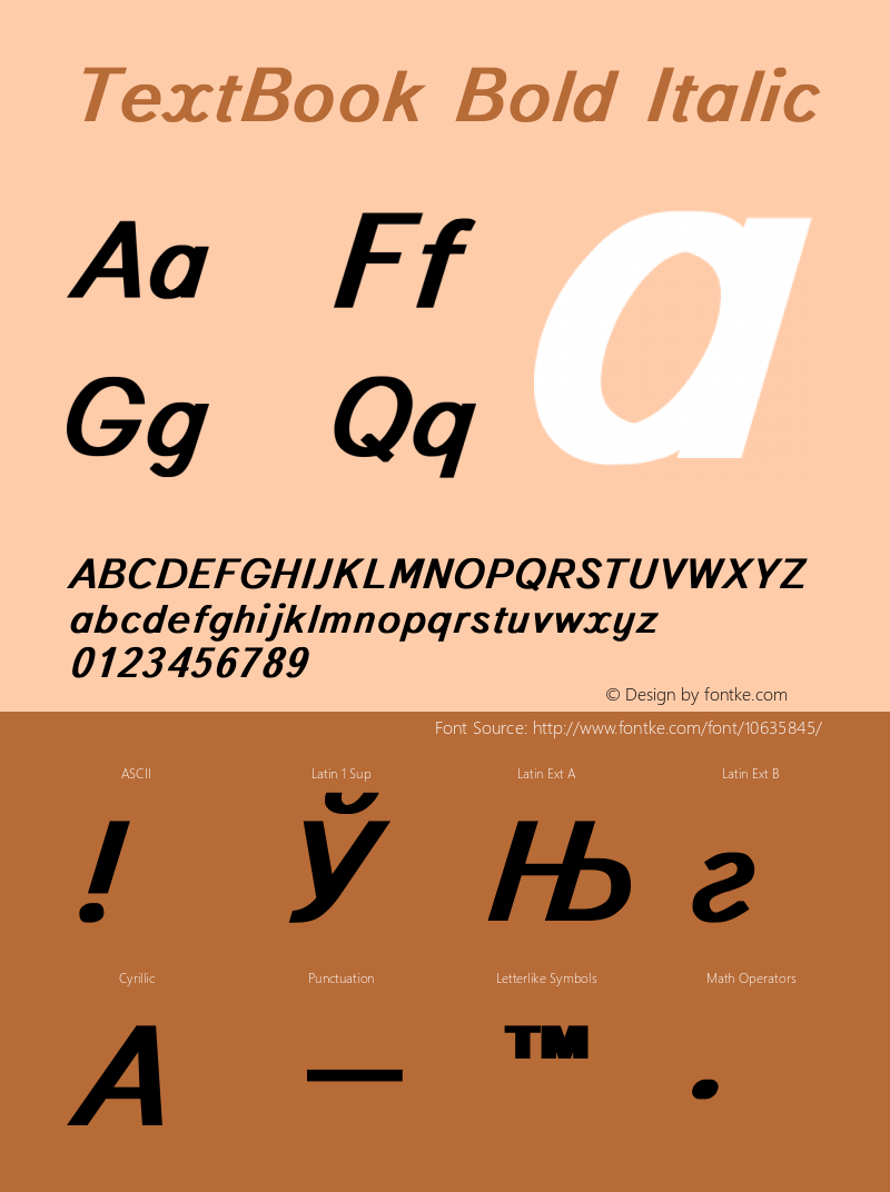 TextBook Bold Italic Converted from t:\TEXTBOO2.BF1 by ALLTYPE Font Sample