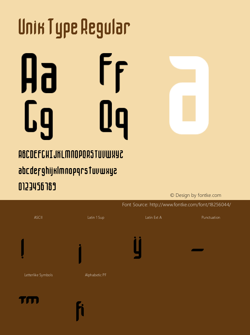 Unik Type Regular Version 1.0 Font Sample