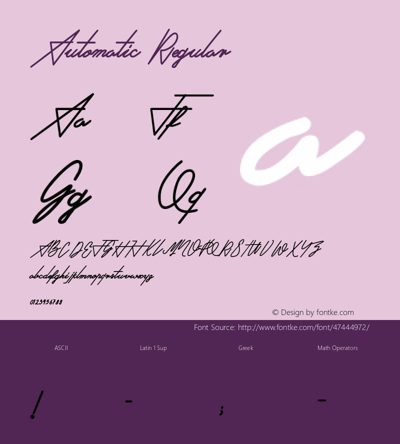 Automatic Version 1.00;July 1, 2018;FontCreator 11.5.0.2422 64-bit Font Sample