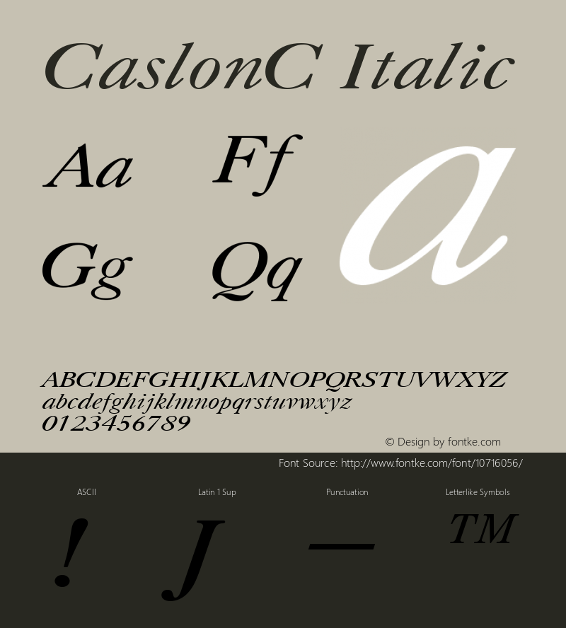 CaslonC Italic 1.0 Wed Feb 14 23:35:00 1996 Font Sample