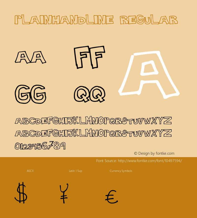 PlainHandline Regular Version 1.00 November 22, 2012, initial release Font Sample