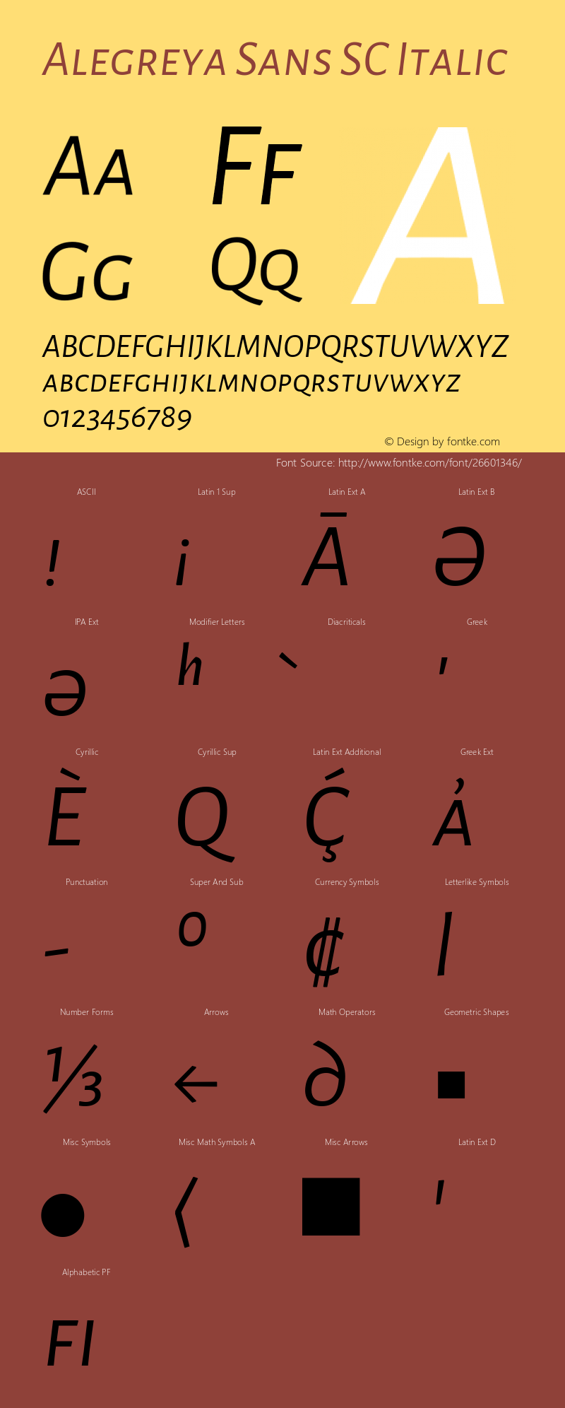 Alegreya Sans SC Italic Version 2.007; ttfautohint (v1.6) Font Sample